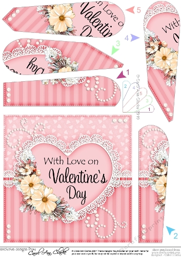 A Touch of Elegance Valentines Day Flowers, Lace & Pearls - Fan Pyramage Topper