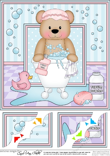 8 x 8 Scalloped Corner Topper - Bathtub Buddies Teddy Bear