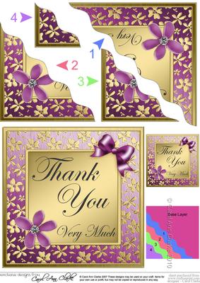 Floral Elegance Thank You Wavy Corner Side Stacker Topper