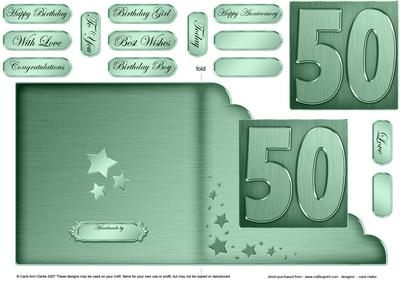 50th Metallic Age Cut and Fold Corner Card