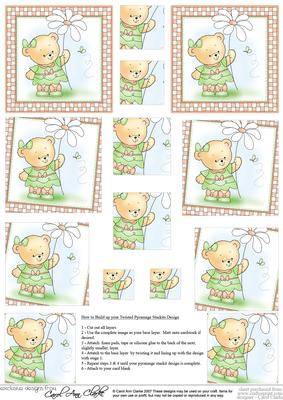 Hunney Bear Rosie has a Flower - Twisted Pyramage sheet