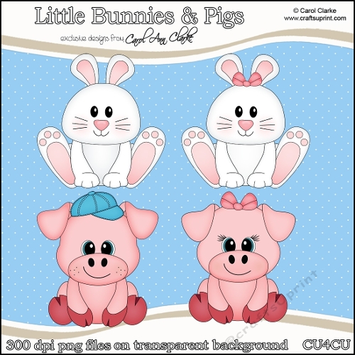 Cute Little Pigs & Bunnies - CU4CU Digital Clip Art Set