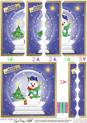 Cheeky Snowman Snowglobe Scallop Edge Side Stacker
