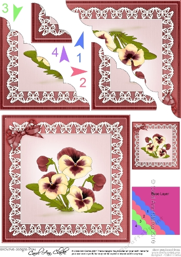 Pansy on Butterfly Lace Scallop Corner side stacker
