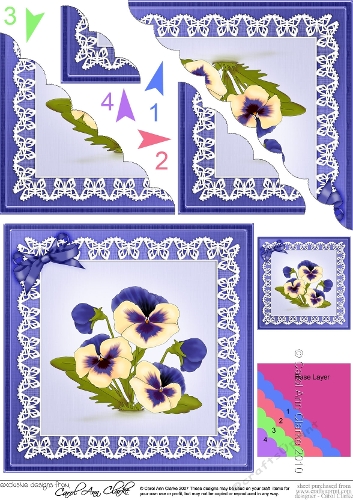 Pansy on Butterfly Lace Scallop Corner side stacker