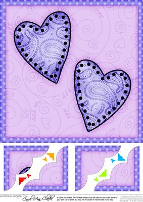 8 x 8 Funky Hearts Scalloped Corner Topper