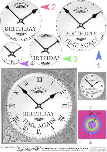 Birthday Clock Circle Pyramage Topper