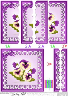 Pansy on Butterfly Lace Scallop Edge Side Stacker