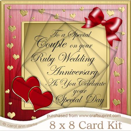 8 x 8 Ruby Wedding Anniversary Twisted Tunnel Card Kit