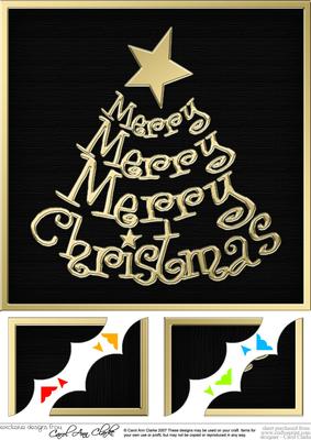 8 x 8 Merry Christmas Tree Scalloped Corner Topper