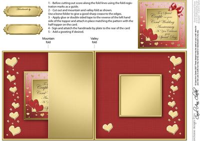 Coral Wedding Anniversary No-hole Fold Back Card