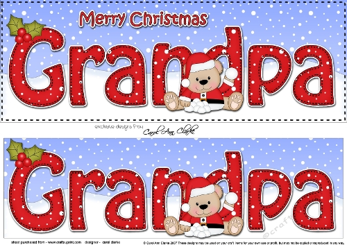 Large DL Merry Christmas GRANDPA 3D decoupage with Teddies