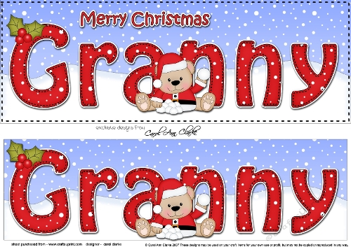 Large DL Merry Christmas GRANNY 3D decoupage with Teddies