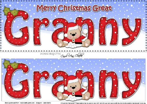 Large DL Merry Christmas GREAT GRANNY 3D decoupage with Teddies
