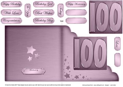 100th Metallic Age Cut and Fold Corner Card