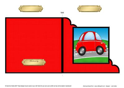 Funky Car with Graffiti Cut and Fold Corner Card 