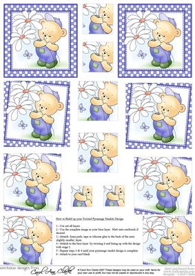 Hunney Bear Robert has Pretty Flowers - Twisted Pyramage sheet