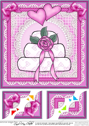 Wedding Cake 8 x 8 Scalloped corner Topper