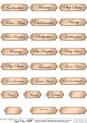 A 2nd Set of Female Metallic Relations Greetings Text Plates