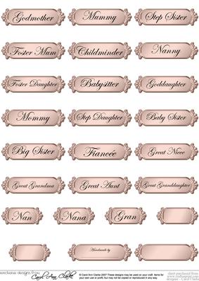 A 2nd Set of Female Metallic Relations Greetings Text Plates