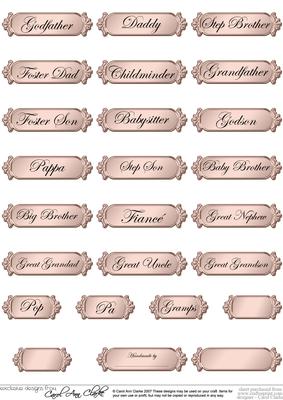 A 2nd Set of Male Metallic Relations Greetings Text Plates