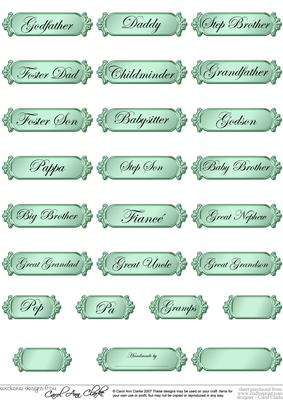 A 2nd Set of Male Metallic Relations Greetings Text Plates