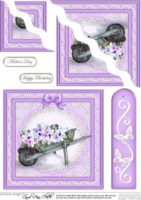 Flower Filled Wheelbarrow Quick Card Wavy Corner Side Stacke