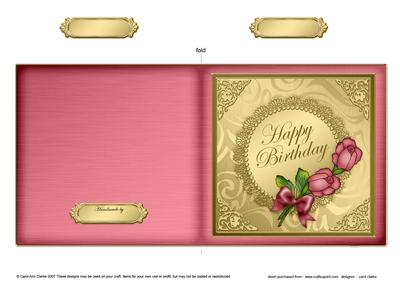 Roses and Metallic Lace Cut and Fold Card