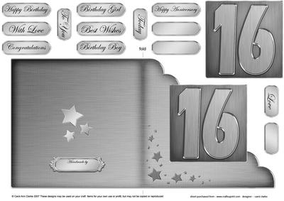 16th Metallic Age Cut and Fold Corner Card