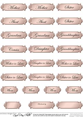 Female Metallic Relations Greetings Text Plates