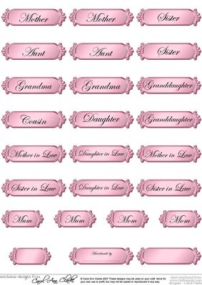 Female Metallic Relations Greetings Text Plates