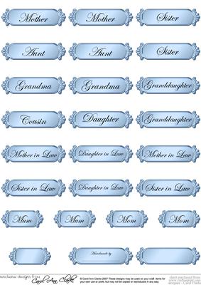 Female Metallic Relations Greetings Text Plates