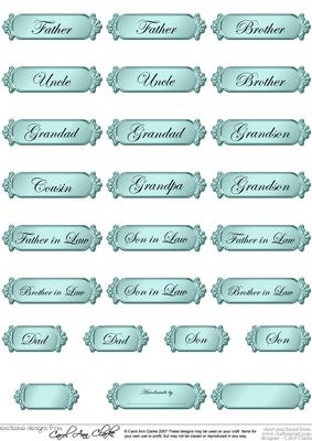 Male Metallic Relations Greetings Text Plates