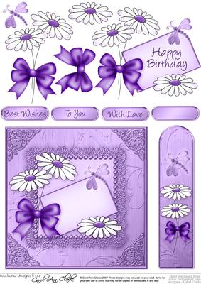 Daisies on Metallic Lace Quick Card with 3D Decoupage