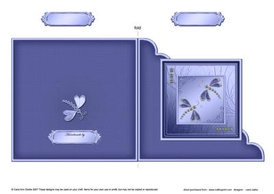 Diamante Dragonflies Cut and Fold Corner Card