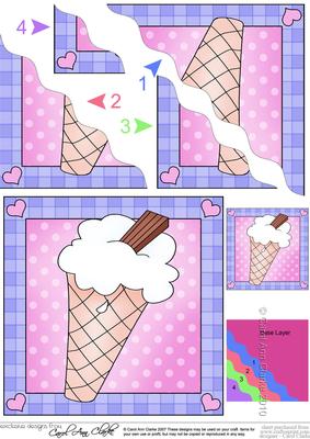 Ice Cream Sweet Treats Wavy Corner Side Stacker Topper