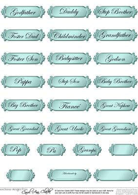 A 2nd Set of Male Metallic Relations Greetings Text Plates