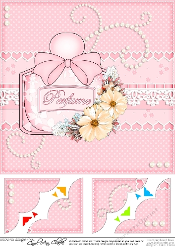 Perfume, Flowers & Lace - 8 x 8 Scalloped Corner Topper 