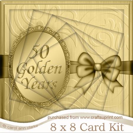 8 x 8 Metallic 50 Golden Years Twisted Tunnel Card Kit