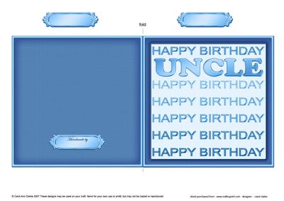 Birthday Uncle Cut and Fold Card