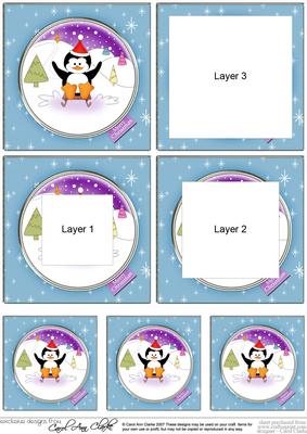 Cute Christmas Penguin in a Snowy Round Window - Tunnel Topper
