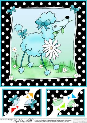 8 x 8 Cute Poodle Scalloped Corner Topper