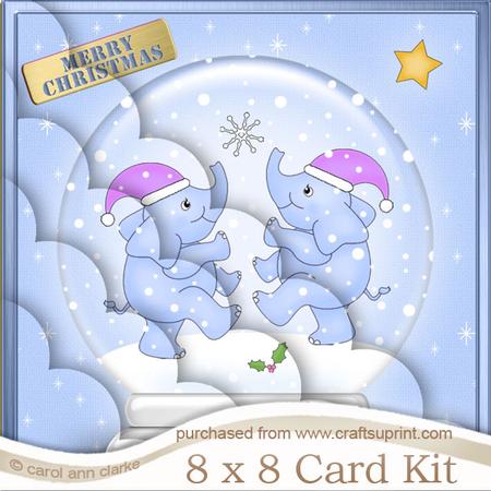 8 x 8 Baby Elephants Snowglobe Scalloped Corner Kit