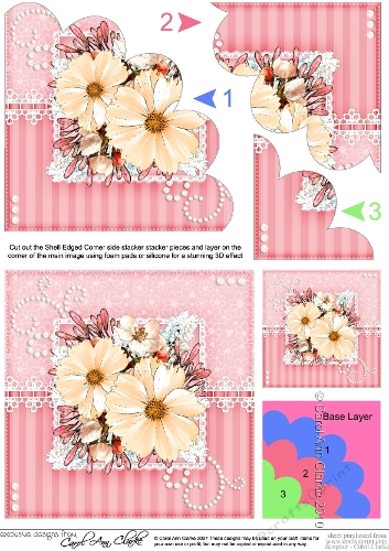A Touch of Elegance Flowers, Pearls and Lace Shell Edged Corner Side Stacker