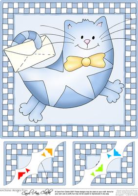 8 x 8 Cute Cat Scalloped Corner Topper