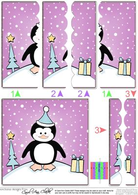 Cute Xmas Penguin Scallop Edge Side Stacker