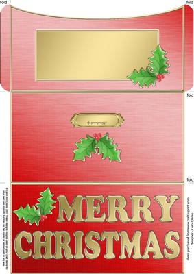 Elegant Christmas Holly Money or Gift Wallet and Card