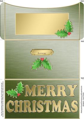 Elegant Christmas Holly Money or Gift Wallet and Card
