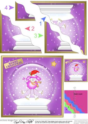 Xmas Poodle Snowglobe Wavy Corner Side Stacker Topper