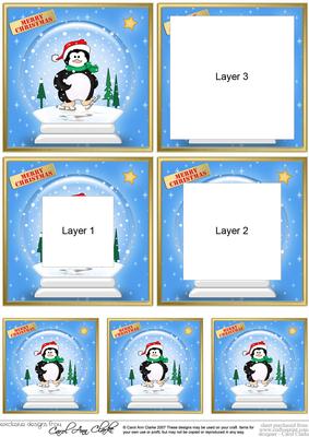 Cute Xmas Penguin - Christmas Snowglobe Tunnel Topper